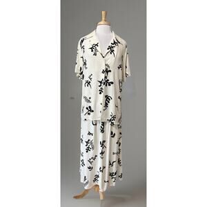 Paper Heart Womens M Top and Skirt Set Linen Blend Ivory Black Resort Wear NWT